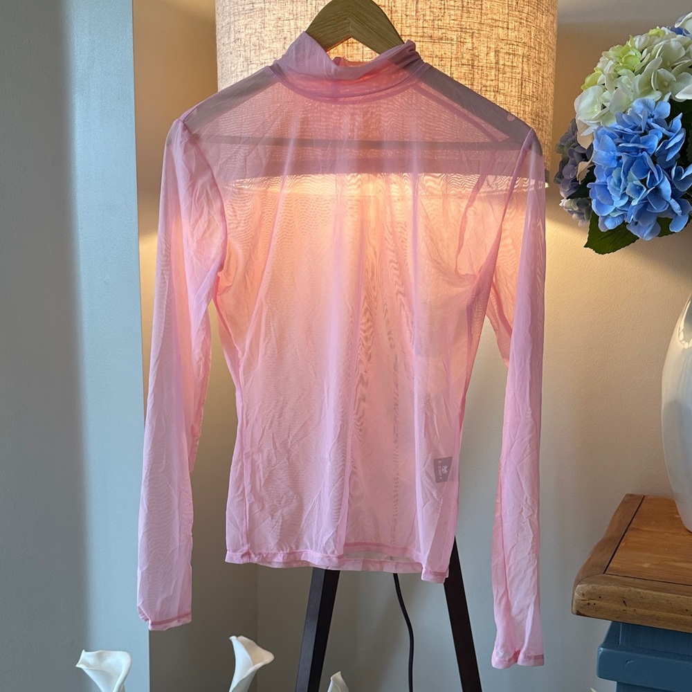 badinka Tempt Me Pink Elegant Soft Goth Lolita Sheer Pink Turtleneck Longsleeve
